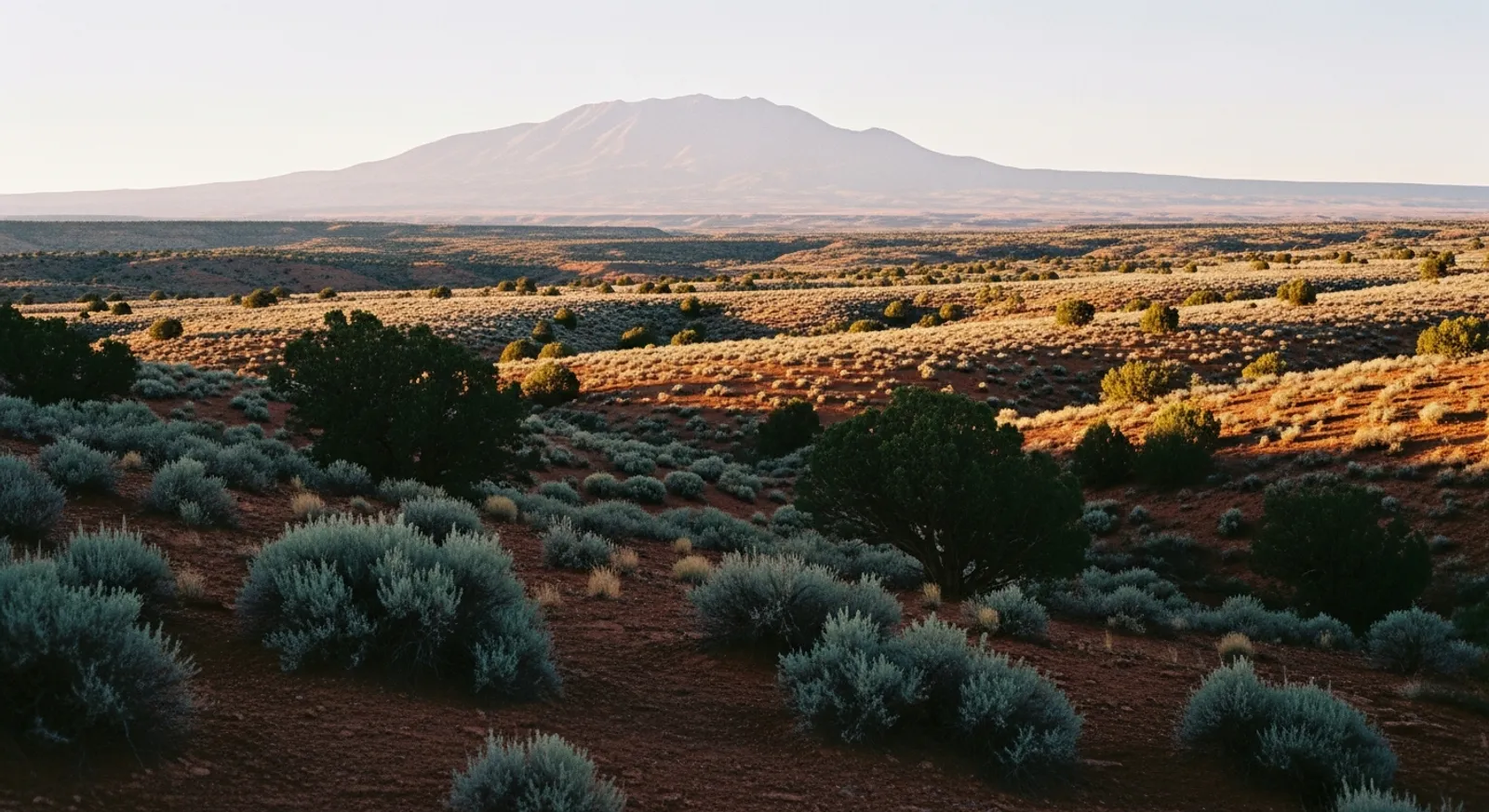High desert landscape near Grants, New Mexico, with Mount Taylor in the distance